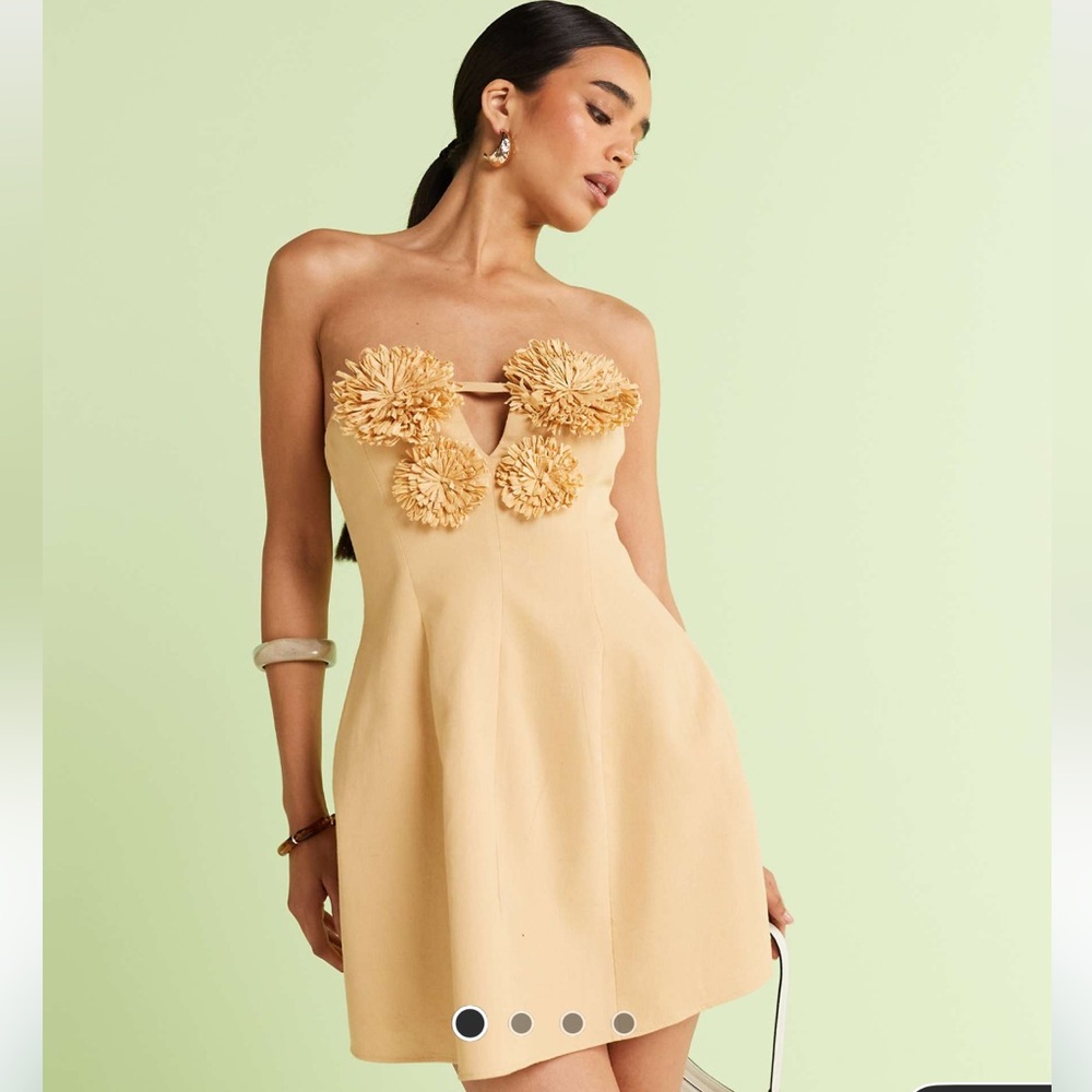 ASOS Cream Mini Dress with Floral Details